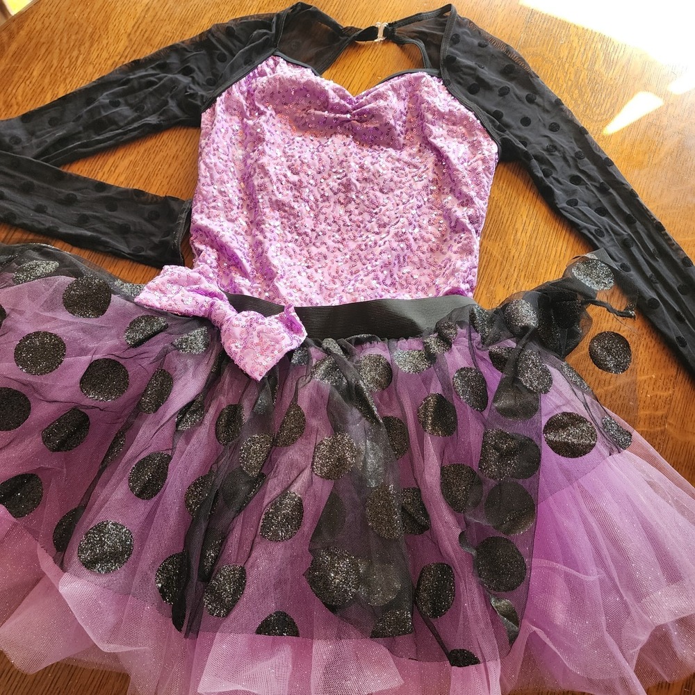 Weissman Dance Costume‎ Adult Pink Polka Dot Dress Sequin Size Medium  Whimsical